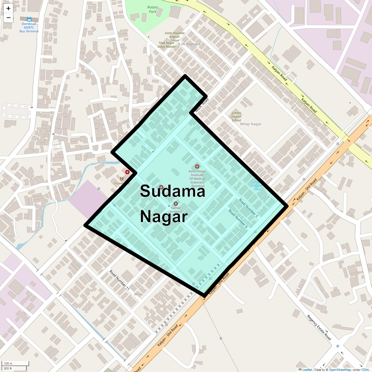 Location Map of Sudama Nagar, Thane