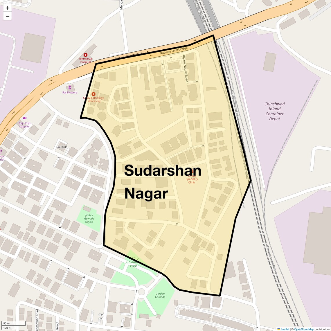 Location Map of Sudarshan Nagar, Pune