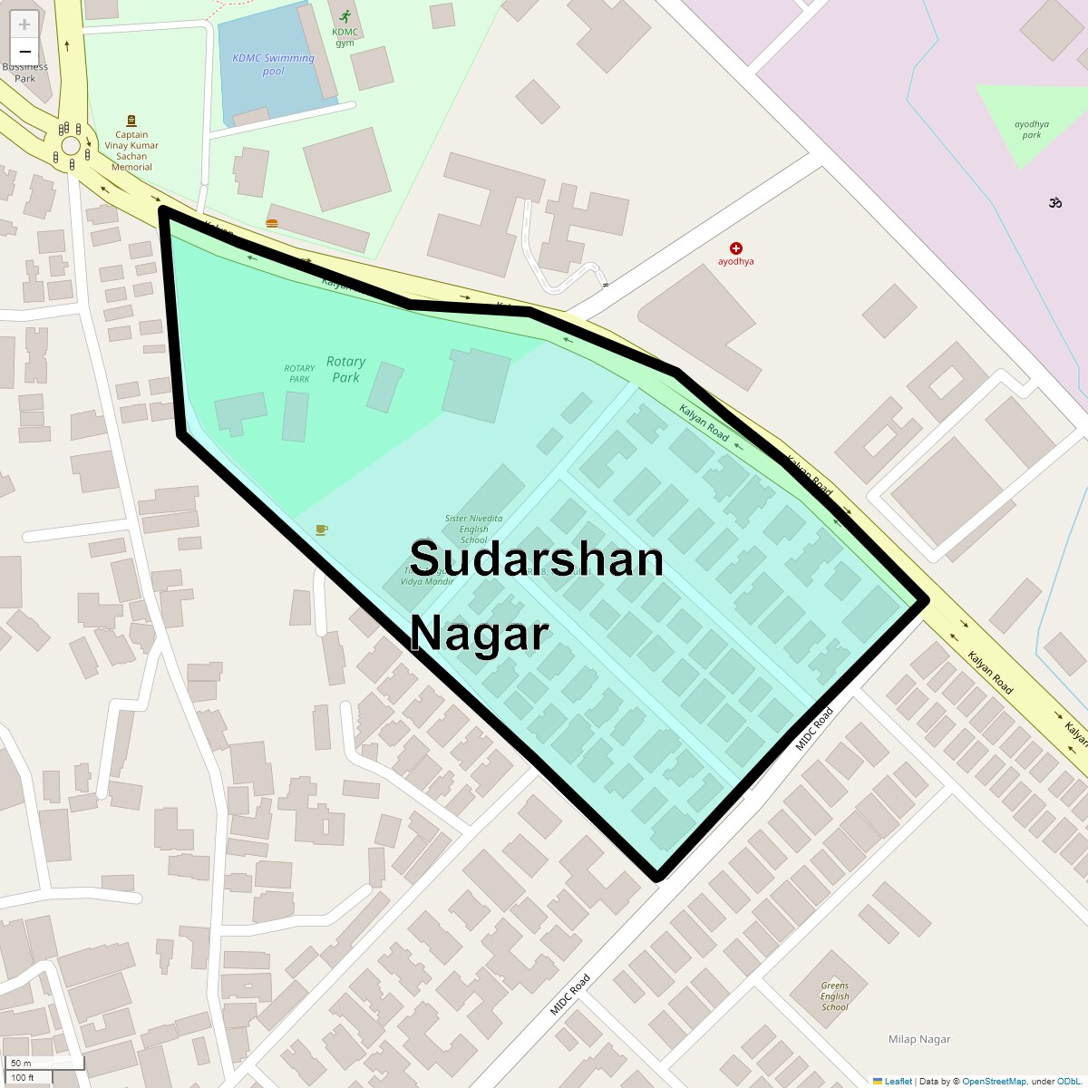 Location Map of Sudarshan Nagar, Thane