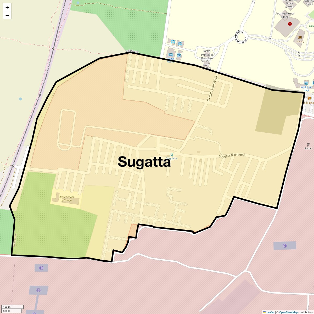 Location Map of Sugatta, Bangalore