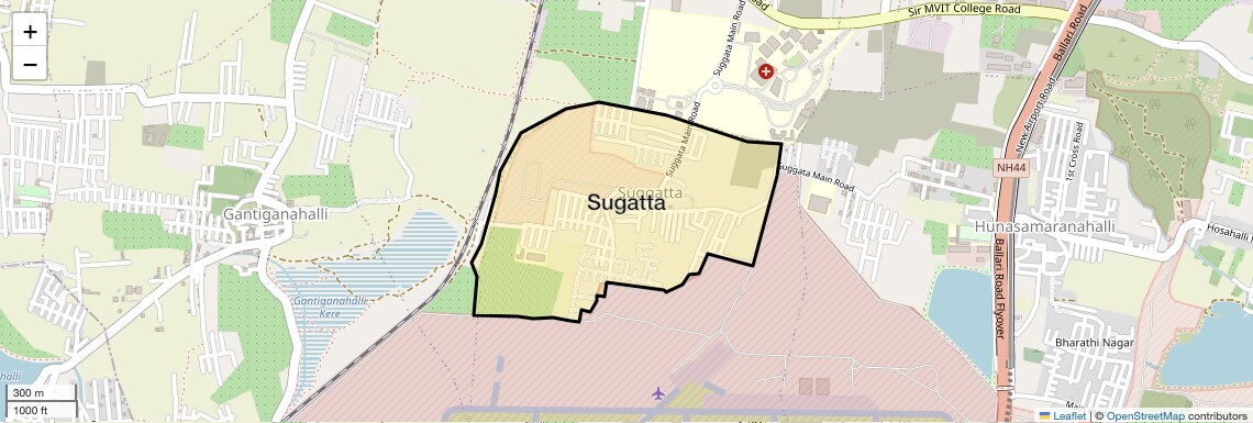 Location Map of Sugatta, Bangalore
