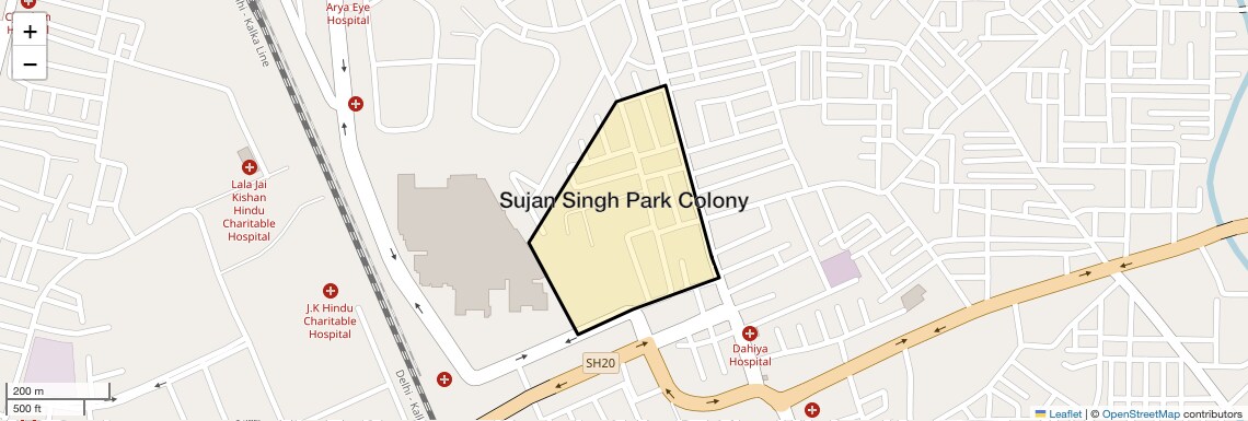 Location Map of Sujan Singh Park Colony, Sonipat