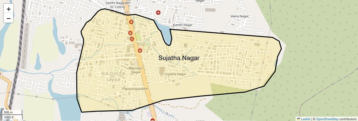 Location Map of Sujatha Nagar, Vizag