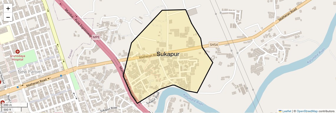 Location Map of Sukapur, Navi Mumbai