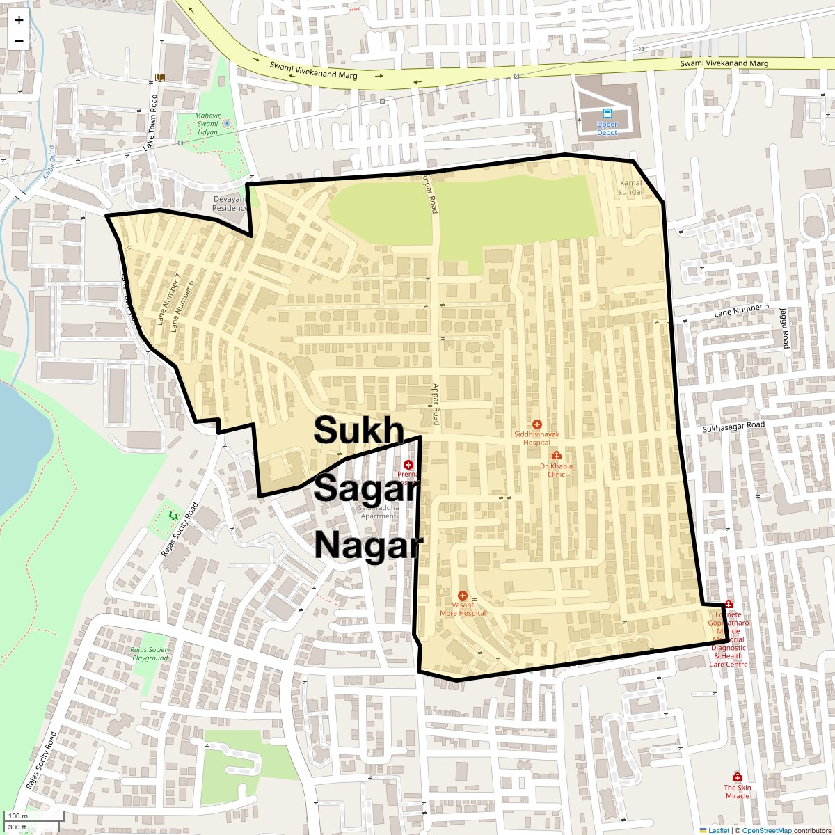 Location Map of Sukh Sagar Nagar, Pune