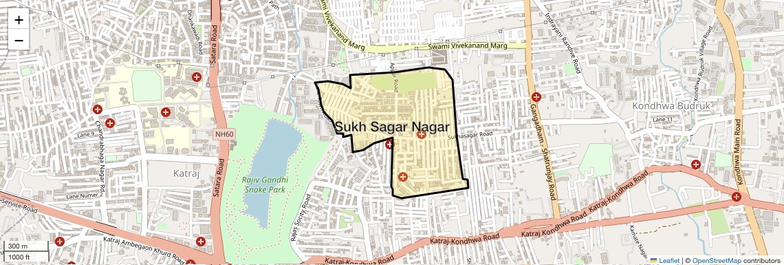 Location Map of Sukh Sagar Nagar, Pune