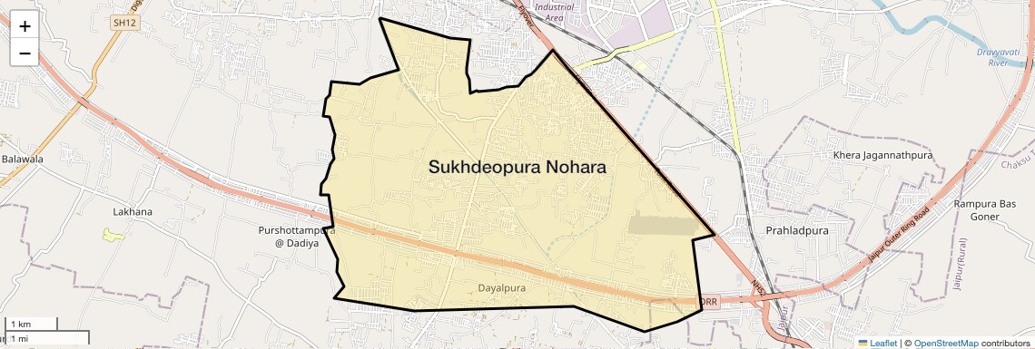 Location Map of Sukhdeopura Nohara, Jaipur