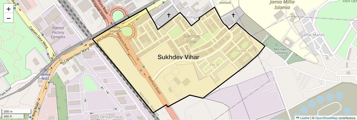 Location Map of Sukhdev Vihar, Delhi