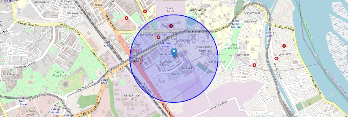Location Map of Sukhdev Vihar, Delhi