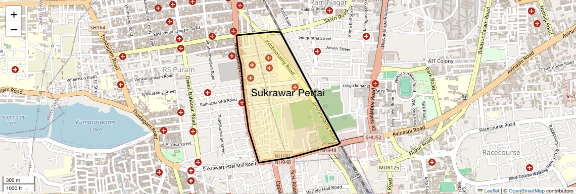 Location Map of Sukrawar Pettai, Coimbatore