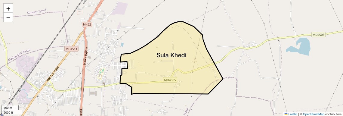 Location Map of Sula Khedi, Indore