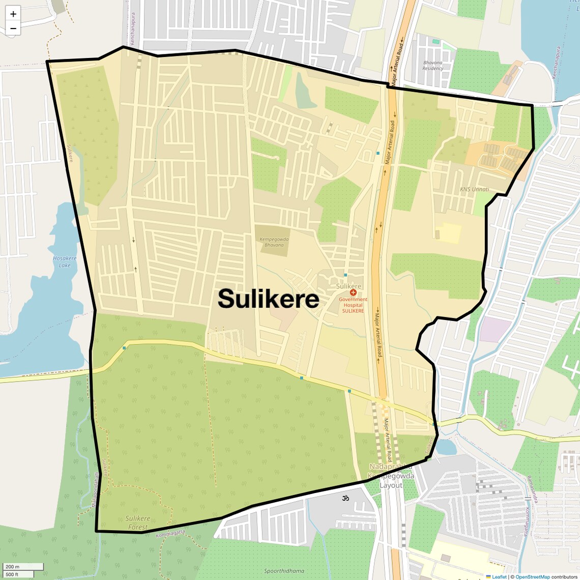 Location Map of Sulikere, Bangalore