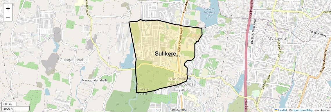 Location Map of Sulikere, Bangalore