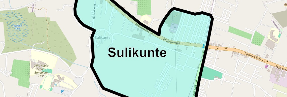 Location Map of Sulikunte, Bangalore