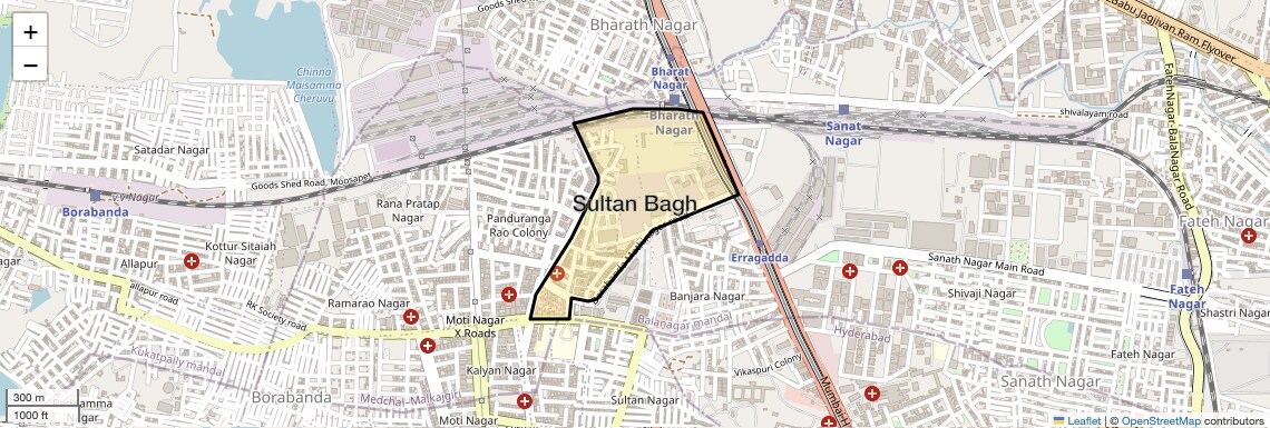 Location Map of Sultan Bagh, Hyderabad