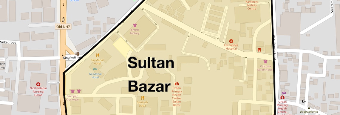 Location Map of Sultan Bazar, Hyderabad