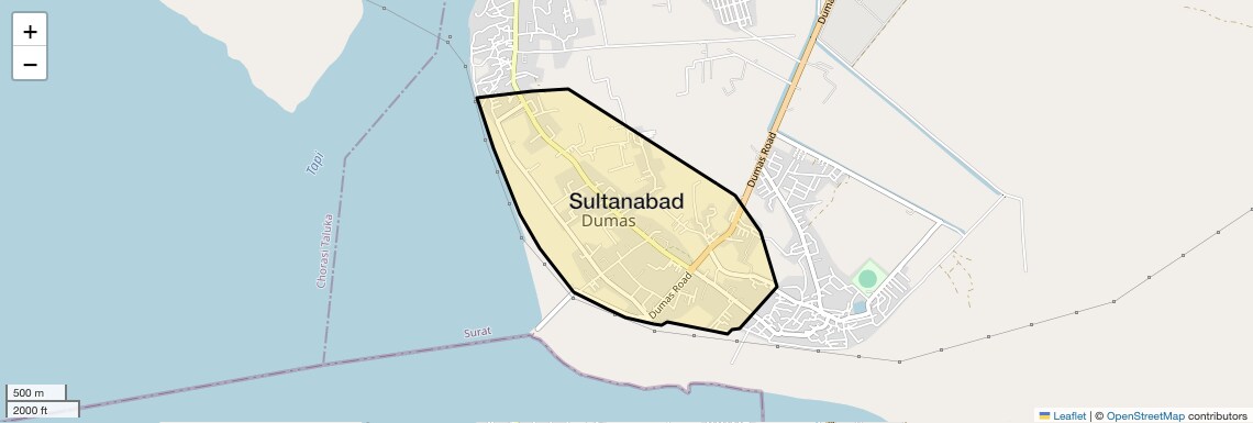 Location Map of Sultanabad, Surat
