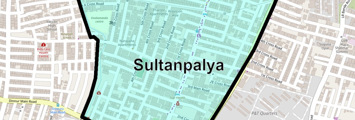 Location Map of Sultanpalya, Bangalore