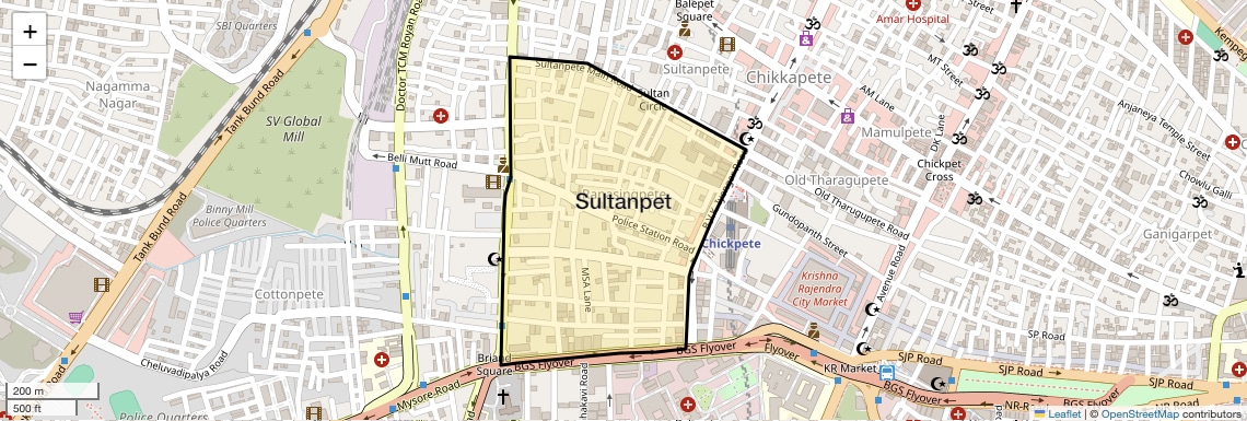Location Map of Sultanpet, Bangalore