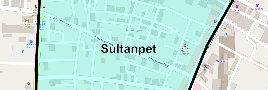 Location Map of Sultanpet, Bangalore