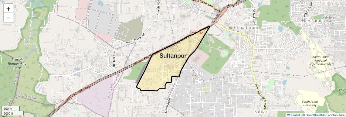 Location Map of Sultanpur, Delhi