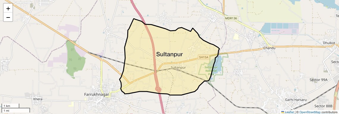 Location Map of Sultanpur, Gurgaon