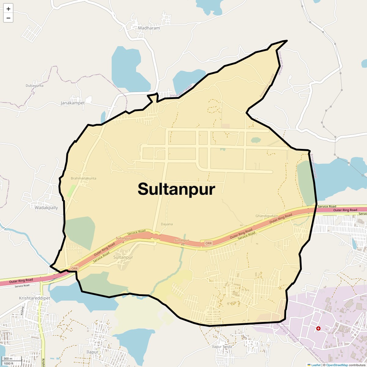 Location Map of Sultanpur, Hyderabad