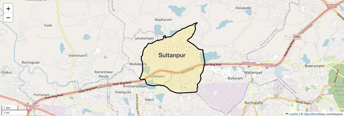 Location Map of Sultanpur, Hyderabad