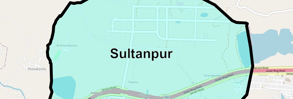 Location Map of Sultanpur, Hyderabad