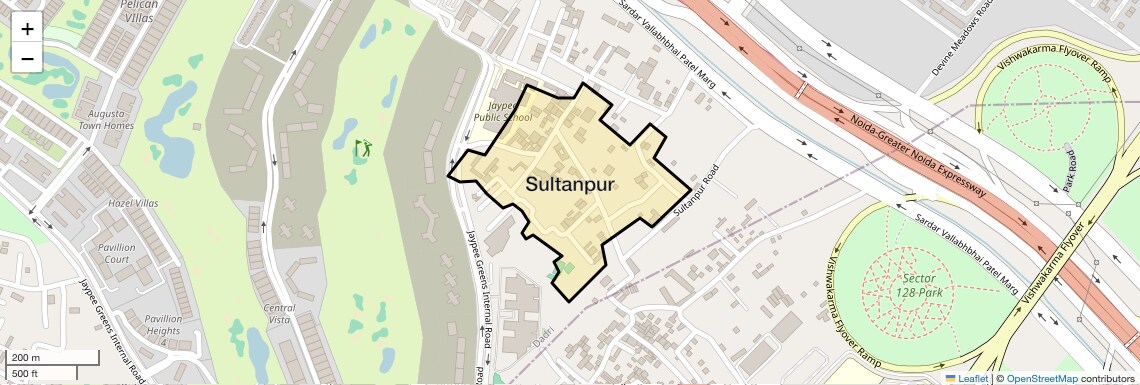 Location Map of Sultanpur, Noida