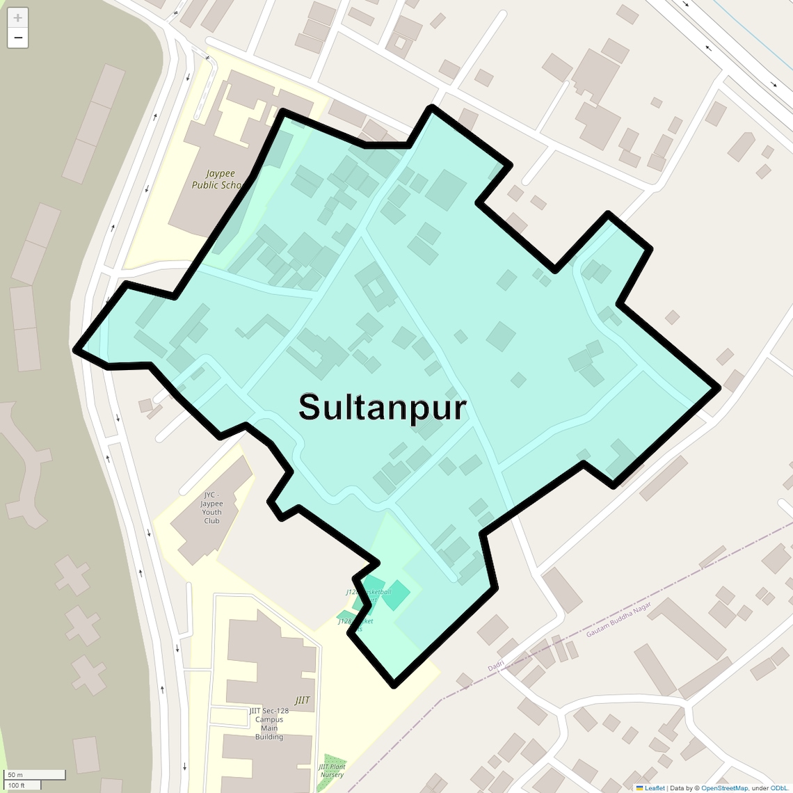 Location Map of Sultanpur, Noida
