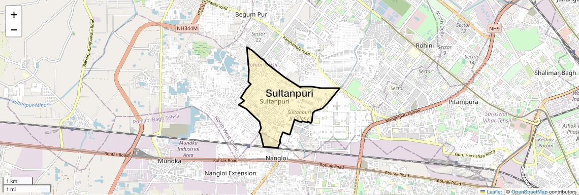 Location Map of Sultanpuri, Delhi