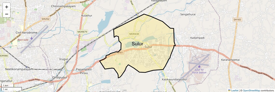 Location Map of Sulur, Coimbatore