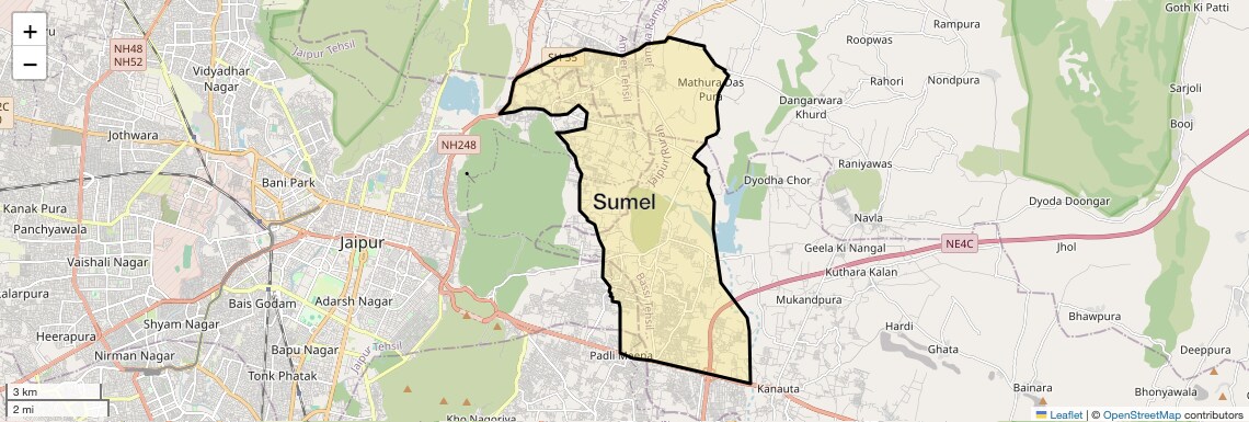 Location Map of Sumel, Jaipur