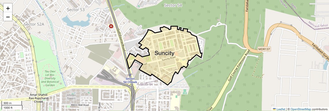 Location Map of Suncity, Gurgaon