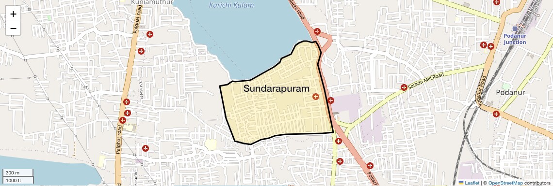Location Map of Sundarapuram, Coimbatore