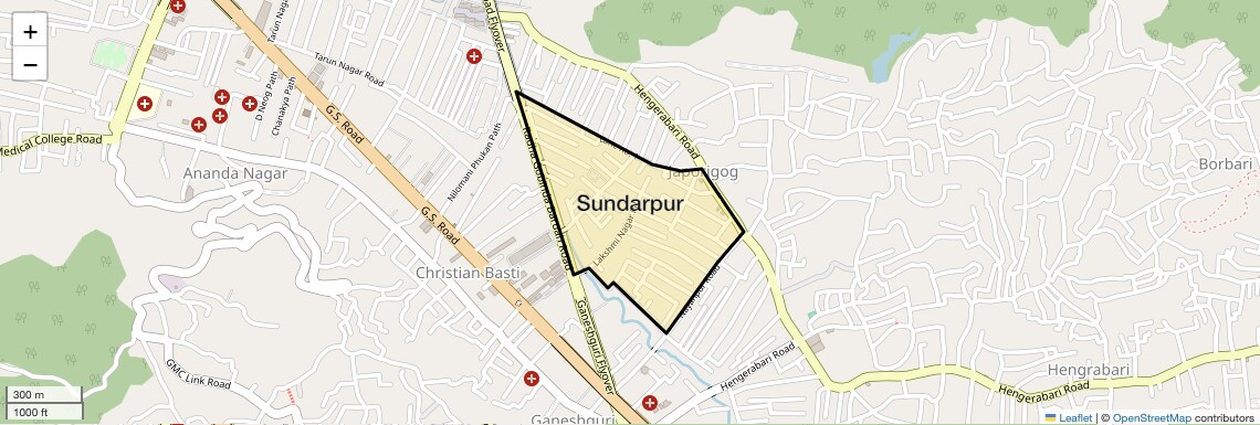 Location Map of Sundarpur, Guwahati