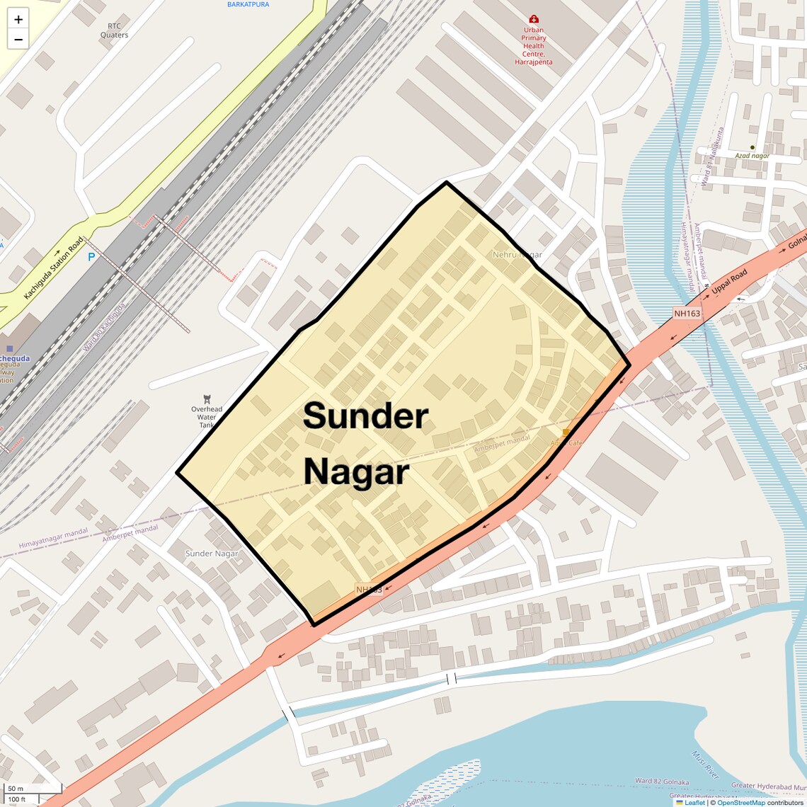 Location Map of Sunder Nagar, Hyderabad