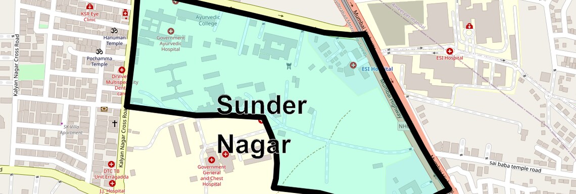 Location Map of Sunder Nagar, Hyderabad