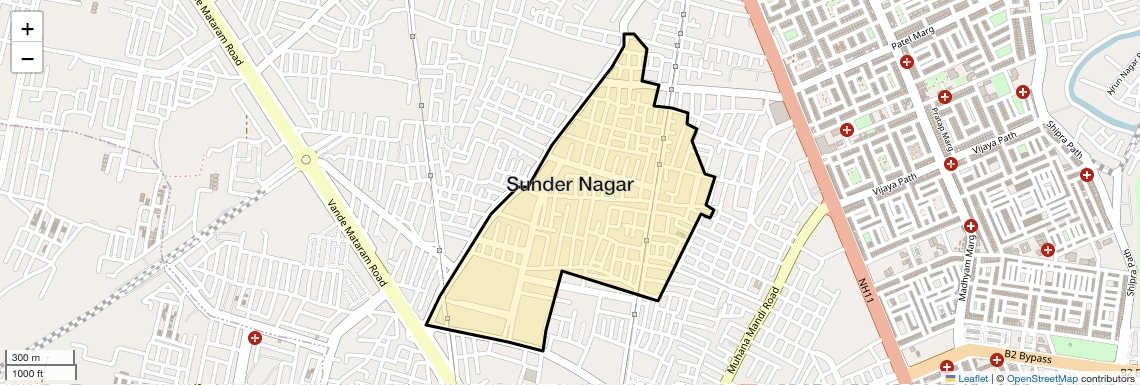 Location Map of Sunder Nagar, Jaipur