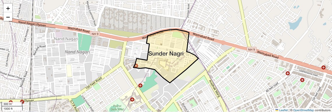 Location Map of Sunder Nagri, Delhi