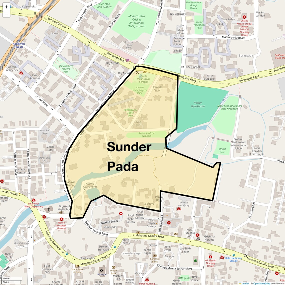 Location Map of Sunder Pada, Mumbai