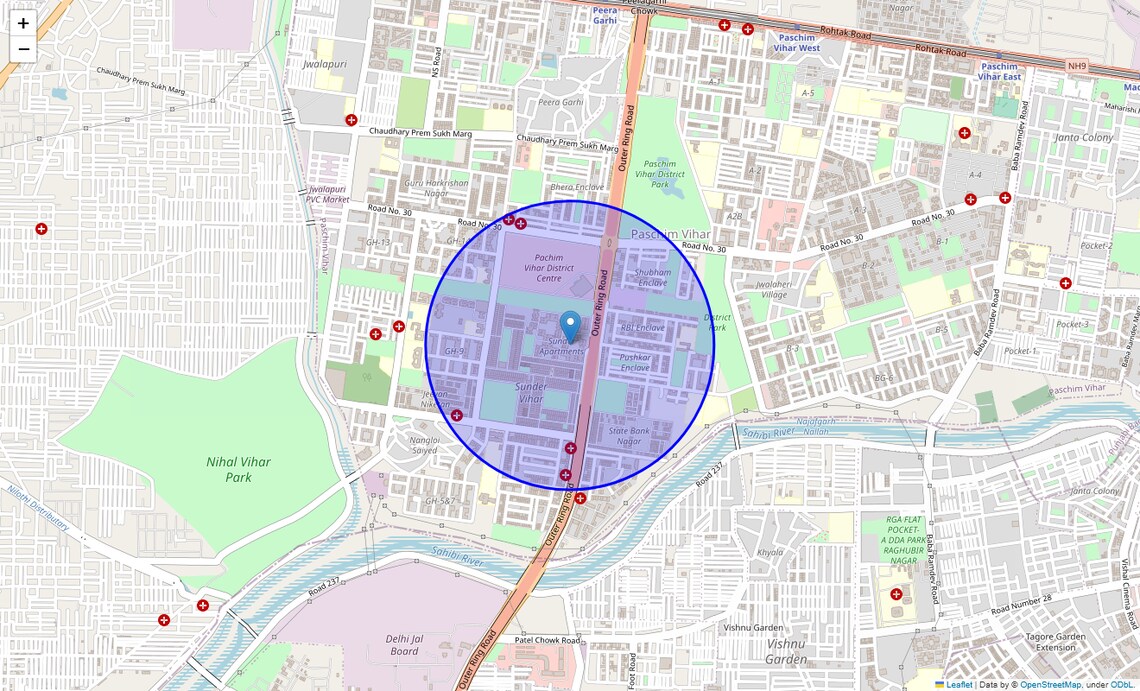Location Map of Sunder Vihar, Delhi