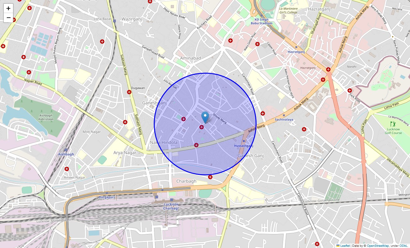 Location Map of Sunderbagh, Lucknow
