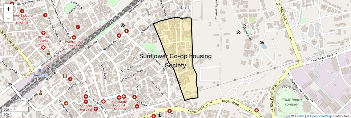 Location Map of Sunflower Co-op housing Society, Thane