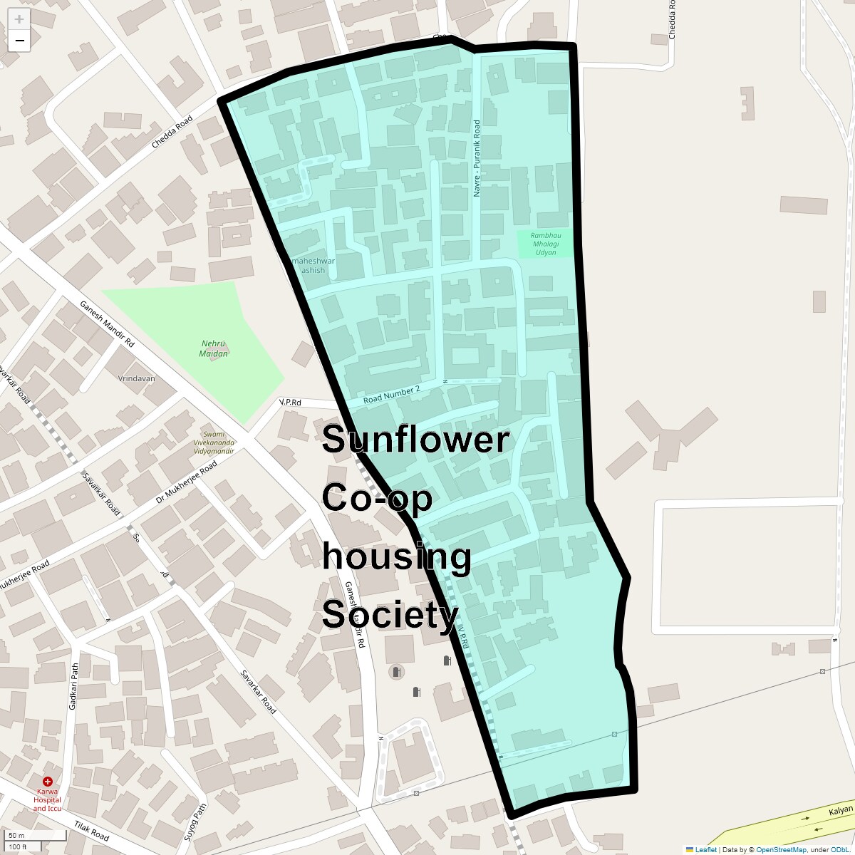 Location Map of Sunflower Co-op housing Society, Thane