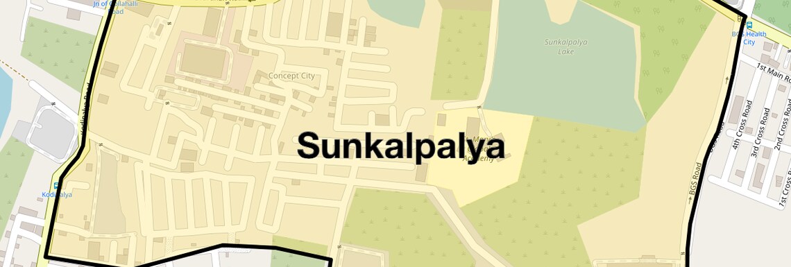 Location Map of Sunkalpalya, Bangalore