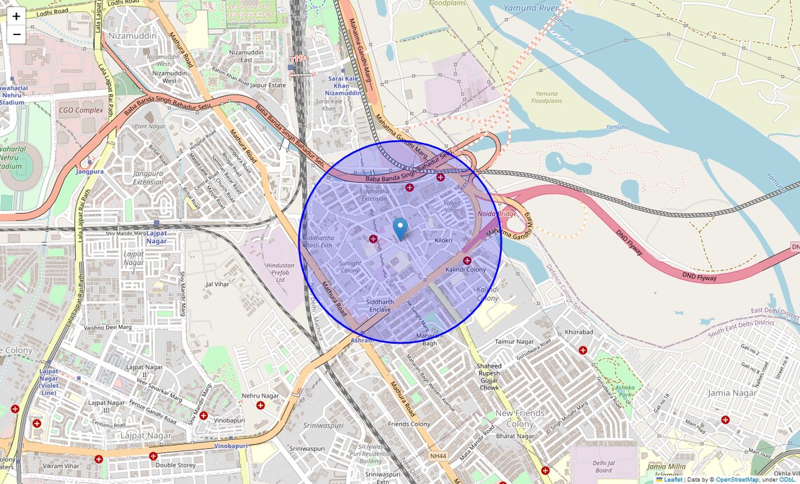 Location Map of Sunlight Colony, Delhi