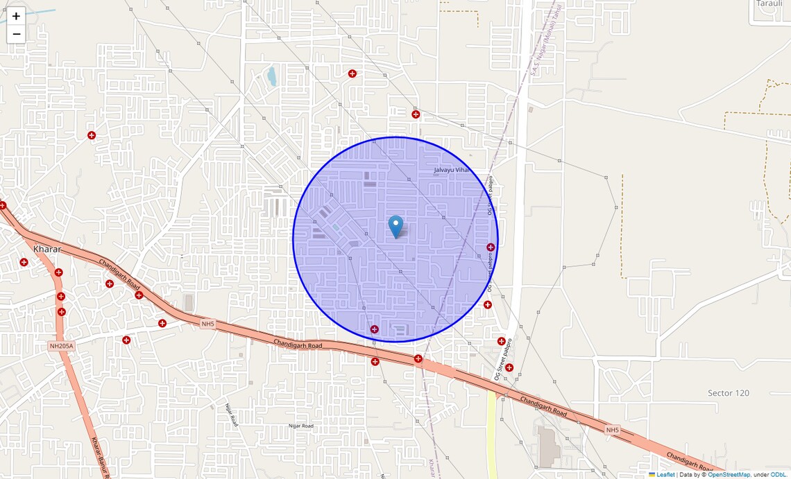 Location Map of Sunny Enclave, Chandigarh
