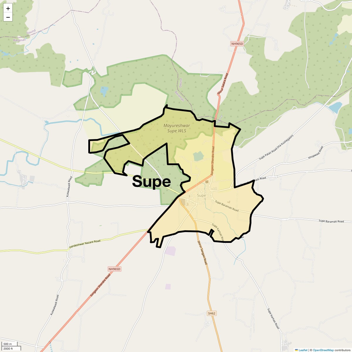 Location Map of Supe, Pune